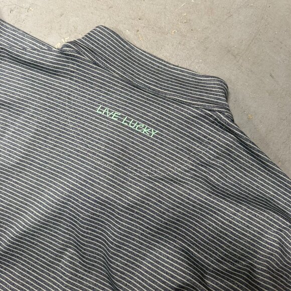 Black Clover Long Sleeve Golf Shirt 1/2 Zip Striped Blue Stretch Large - Picture 9 of 9